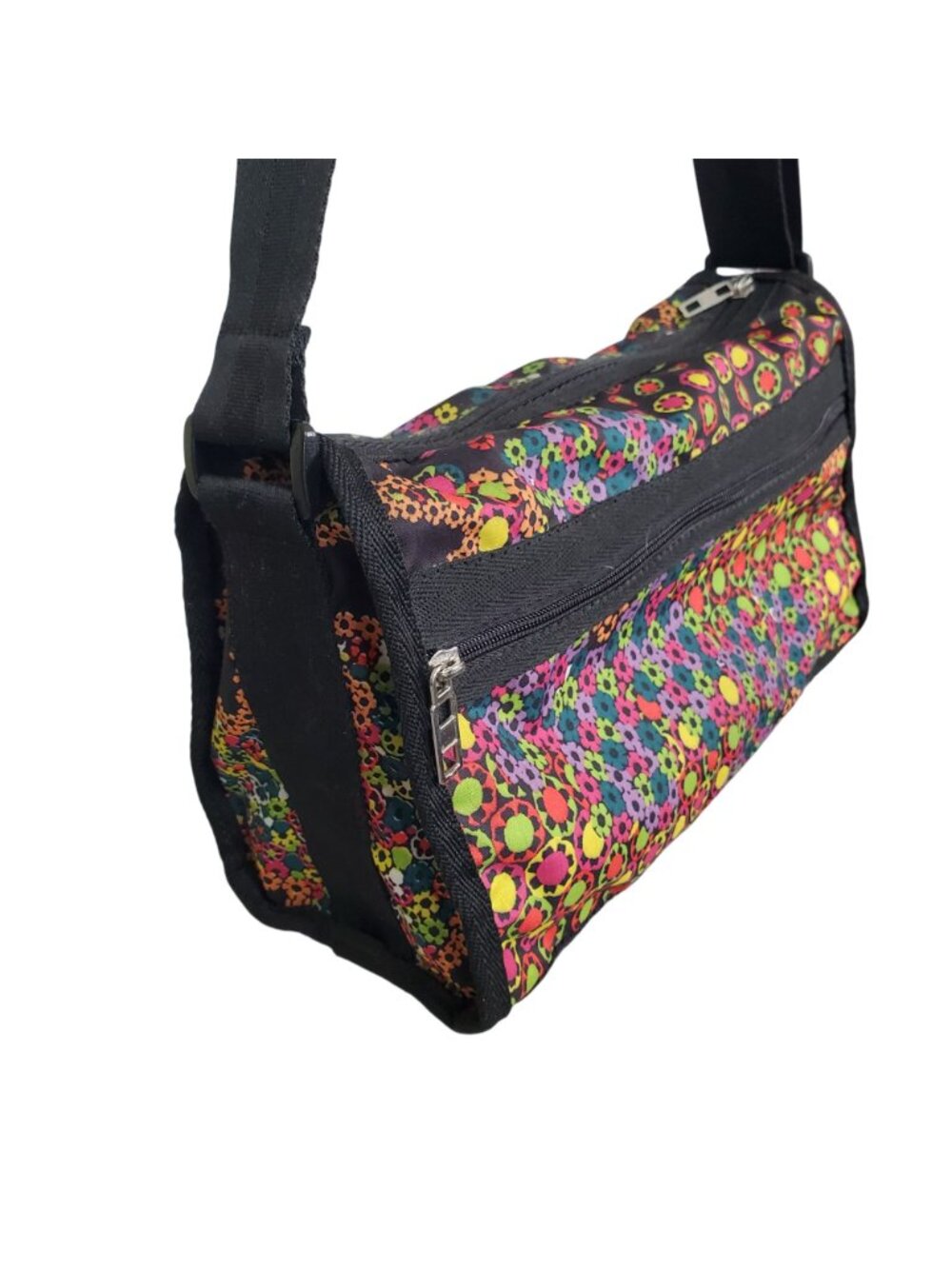 Multicolor Floral Nylon Crossbody Shoulder Bag Adjustable Strap Lightweight Boho - Picture 6 of 12
